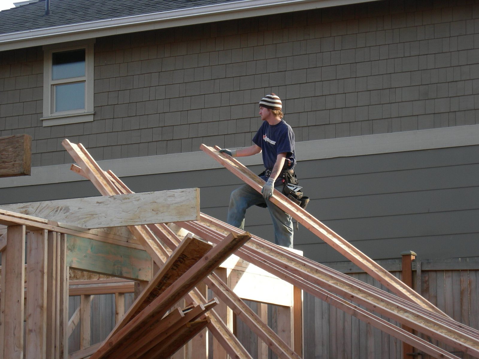 Homebuilders at work on the 1800 block of Spruce Street in Seattle's Squire Park neighborhood.