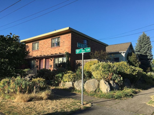 A duplex in the Ballard neighborhood of Seattle, showing a two-unit middle-housing building.