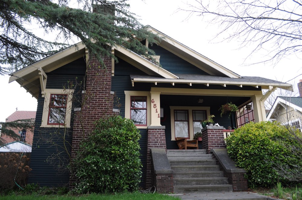 A typical Craftsman-style bungalow at a house in Seattle's Ballard neighborhood.