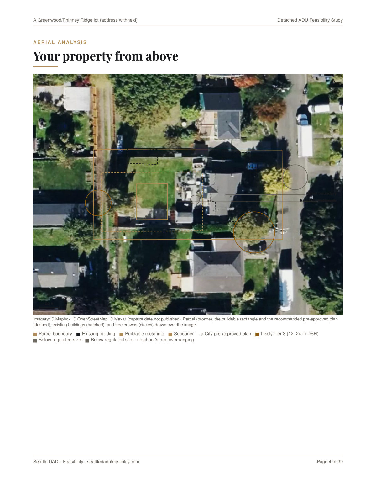 A page from the YES sample Seattle DADU feasibility report