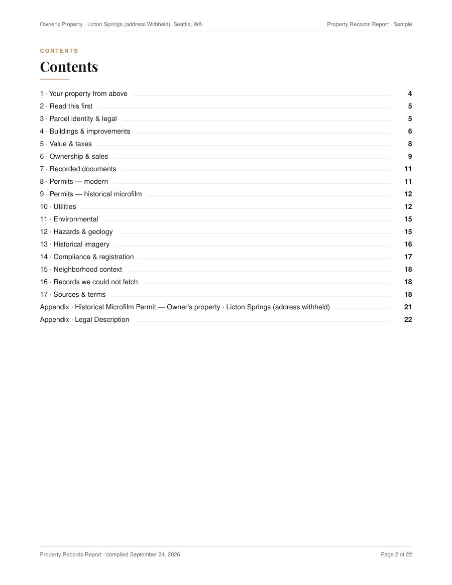 Sample Seattle property records dossier, page 2